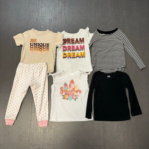 Lot of 6 3T Toddler Girl Clothing Bundle 5 tops 1 pair of pajama pants